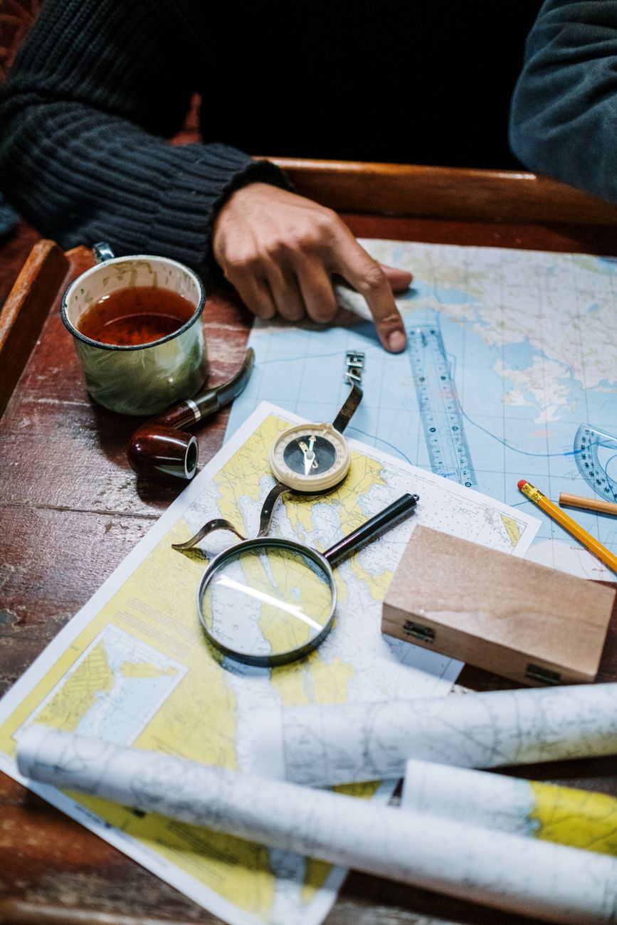 Custom route mapping on wooden desk